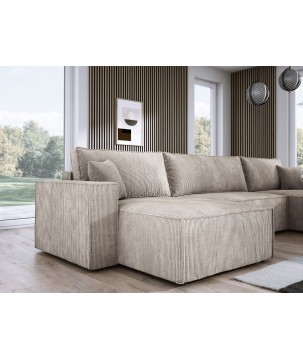 Narożnik POSO XL wolnostojący układ U z funkcją spania w tkaninie Poso 02 DomoHome