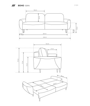 Sofa BOHO z funkcja spania i pojemnikiem PUDROWY RÓŻ PERFECT HARMONY 02