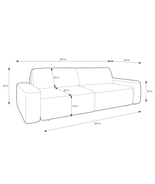 Sofa BOULI z funkcja spania i pojemnikiem PIASKOWY RAVEN 28