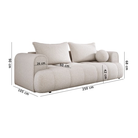 Sofa COCO z funkcja spania i pojemnikiem SZARY CLOUD 84