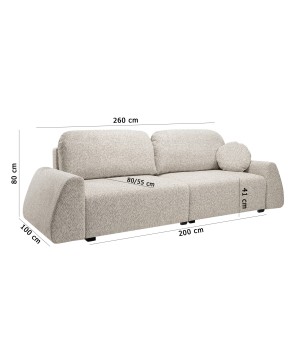 Sofa ALMI z funkcja spania i pojemnikiem BEŻOWY EXCITE ME 02