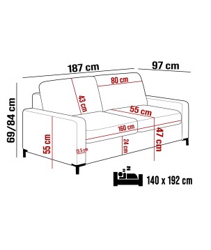 Sofa TINO 140 z funkcja spania System Włoski i pojemnikiem ONTARIO 16 WERSAL