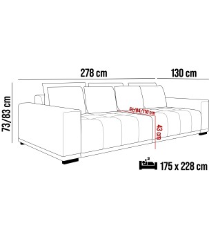 Sofa MOTTA funkcja spania System rozkładania DL KANSAS 17 WERSAL