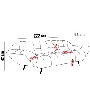 Sofa GAPPA 3 osobowa wolnostojąca w tkaninie MONOLITH 92 WERSAL