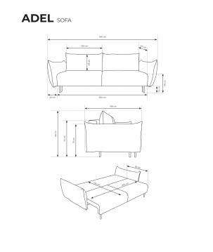 Sofa ADEL z funkcja spania i pojemnikiem ECRU OVER THE HORIZON 03