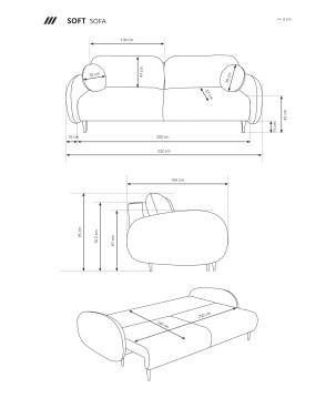 Sofa SOFT z funkcja spania i pojemnikiem PUDROWY RÓŻ RUN AGAIN 61