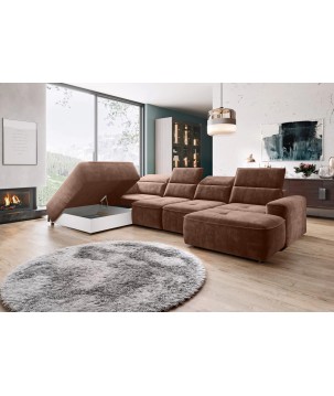 Narożnik COLOMBO XL z elektryczną regulacją siedziska Lewostronny w tkaninie PALLADIUM 08 WERSAL