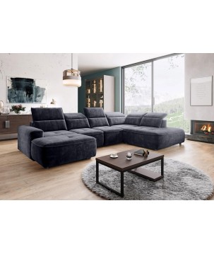 Narożnik COLOMBO XL z elektryczną regulacją siedziska Prawostronny w tkaninie PALLADIUM 19 WERSAL