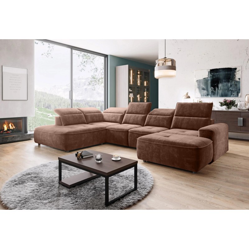Narożnik COLOMBO XL Lewostronny z elektryczną regulacją siedziska w tkaninie PALLADIUM 08 WERSAL