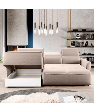 Narożnik MURILLO S Mini z elektryczną regulacją siedziska Lewostronny w tkaninie VOGUE 01 WERSAL