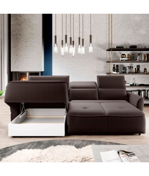 Narożnik MURILLO S Mini z elektryczną regulacją siedziska Lewostronny w tkaninie VOGUE 06 WERSAL