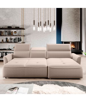 Narożnik MURILLO S Mini z elektryczną regulacją siedziska Prawostronny w tkaninie VOGUE 01 WERSAL