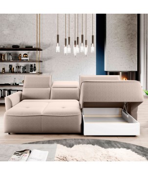 Narożnik MURILLO S Mini z elektryczną regulacją siedziska Prawostronny w tkaninie VOGUE 01 WERSAL