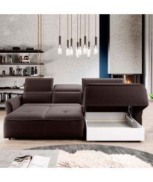 Narożnik MURILLO S Mini z elektryczną regulacją siedziska Prawostronny w tkaninie VOGUE 06 WERSAL