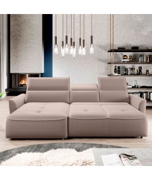 Narożnik MURILLO S Mini z elektryczną regulacją siedziska Lewostronny w tkaninie VOGUE 02 WERSAL