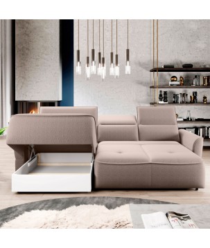 Narożnik MURILLO S Mini z elektryczną regulacją siedziska Lewostronny w tkaninie VOGUE 02 WERSAL