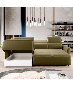 Narożnik MURILLO S Mini z elektryczną regulacją siedziska Lewostronny w tkaninie VOGUE 10 WERSAL