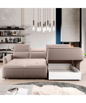 Narożnik MURILLO S Mini z elektryczną regulacją siedziska Prawostronny w tkaninie VOGUE 02 WERSAL