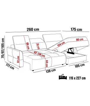Narożnik MURILLO S Mini z elektryczną regulacją siedziska Prawostronny w tkaninie VOGUE 13 WERSAL