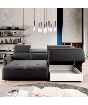 Narożnik MURILLO S Mini z elektryczną regulacją siedziska Prawostronny w tkaninie VOGUE 16 WERSAL