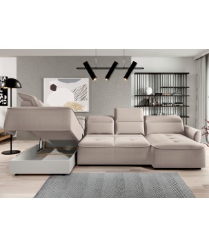 Narożnik MURILLO XL z elektryczną regulacją siedziska Lewostronny w tkaninie VOUGE 02 WERSAL