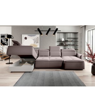 Narożnik MURILLO XL z elektryczną regulacją siedziska Lewostronny w tkaninie VOUGE 04 WERSAL