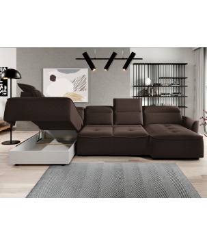 Narożnik MURILLO XL z elektryczną regulacją siedziska Lewostronny w tkaninie VOUGE 06 WERSAL