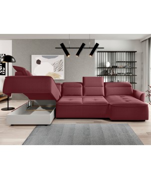 Narożnik MURILLO XL z elektryczną regulacją siedziska Lewostronny w tkaninie VOUGE 07 WERSAL