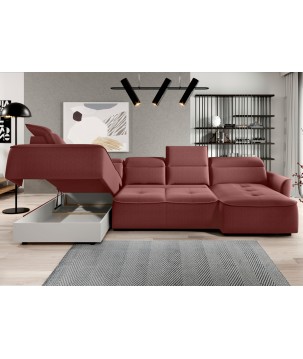 Narożnik MURILLO XL z elektryczną regulacją siedziska Lewostronny w tkaninie VOUGE 08 WERSAL