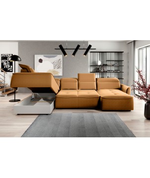 Narożnik MURILLO XL z elektryczną regulacją siedziska Lewostronny w tkaninie VOUGE 09 WERSAL