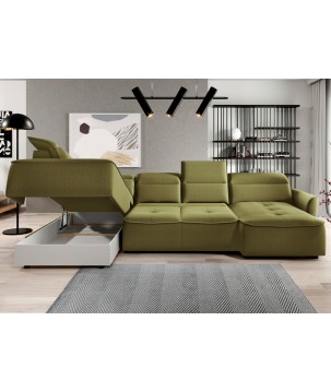 Narożnik MURILLO XL z elektryczną regulacją siedziska Lewostronny w tkaninie VOUGE 10 WERSAL