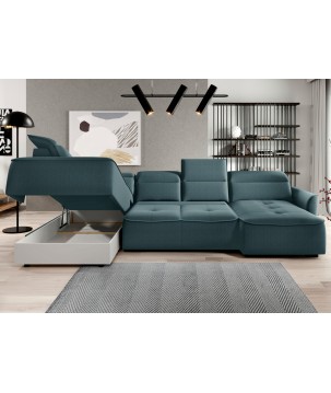 Narożnik MURILLO XL z elektryczną regulacją siedziska Lewostronny w tkaninie VOUGE 12 WERSAL