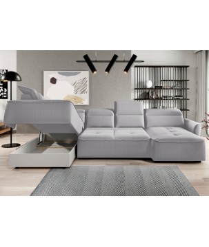 Narożnik MURILLO XL z elektryczną regulacją siedziska Lewostronny w tkaninie VOUGE 14 WERSAL