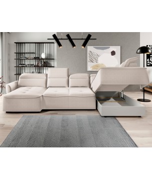 Narożnik MURILLO XL z elektryczną regulacją siedziska Prawostronny w tkaninie VOUGE 01 WERSAL