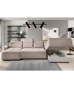 Narożnik MURILLO XL z elektryczną regulacją siedziska Prawostronny w tkaninie VOUGE 02 WERSAL