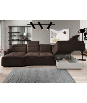 Narożnik MURILLO XL z elektryczną regulacją siedziska Prawostronny w tkaninie VOUGE 06 WERSAL