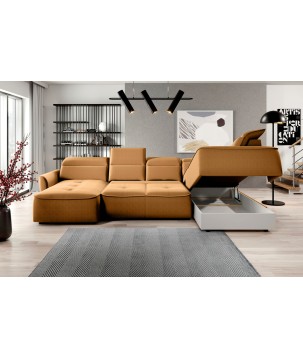 Narożnik MURILLO XL z elektryczną regulacją siedziska Prawostronny w tkaninie VOUGE 09 WERSAL