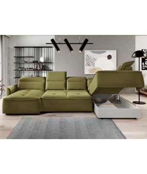 Narożnik MURILLO XL z elektryczną regulacją siedziska Prawostronny w tkaninie VOUGE 10 WERSAL