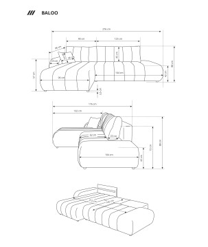 Narożnik wolnostojący BALOO Prawy w tkaninie LAMBI 07