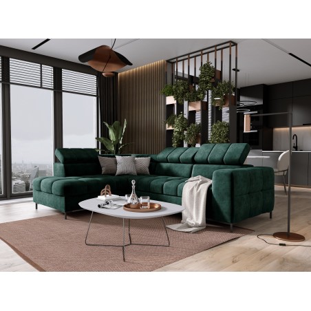 Narożnik PABLOS układ L strona Lewa w tkaninie CLOUD 39 regulowane zagłówki z funkcją spania