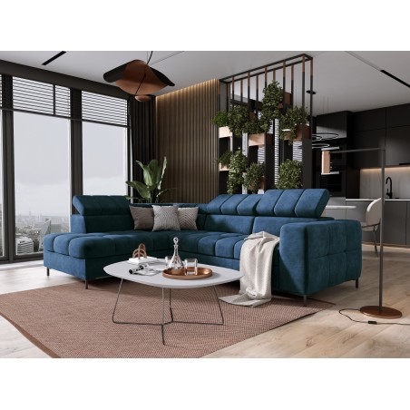 Narożnik PABLOS układ L strona Lewa w tkaninie CLOUD 74 regulowane zagłówki z funkcją spania