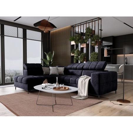 Narożnik PABLOS układ L strona Lewa w tkaninie CLOUD 79 regulowane zagłówki z funkcją spania