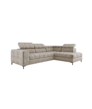 Narożnik PABLOS układ L strona Prawa w tkaninie CLOUD 03 regulowane zagłówki z funkcją spania