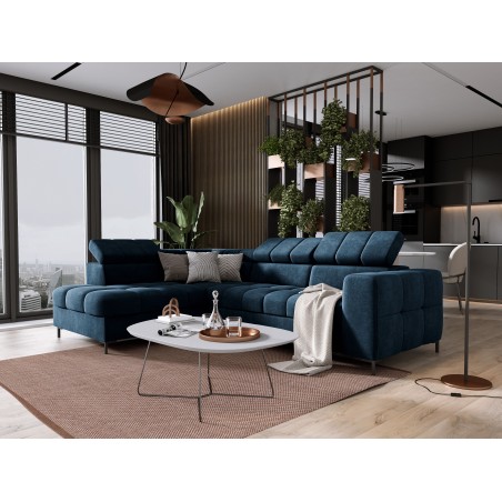 Narożnik PABLOS układ L strona Lewa w tkaninie VOGUE 13 regulowane zagłówki z funkcją spania