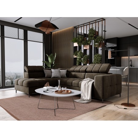 Narożnik PABLOS układ L strona Lewa w tkaninie VOGUE 06 regulowane zagłówki z funkcją spania