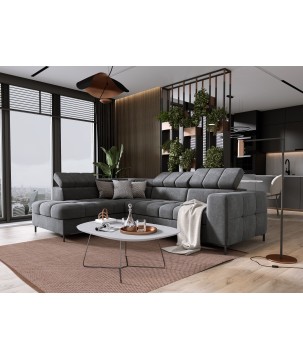 Narożnik PABLOS układ L strona Prawa w tkaninie VOGUE 16 regulowane zagłówki z funkcją spania