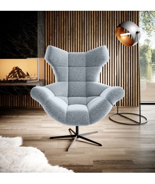 Fotel SENSI Relax obrotowy 360° z funkcją bujania w tkaninie Luisiano 02