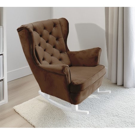 Fotel USZAK bujany tapicerowany z podłokietnikami, kolor Ciemny brąz tkanina MAGIC VELVET