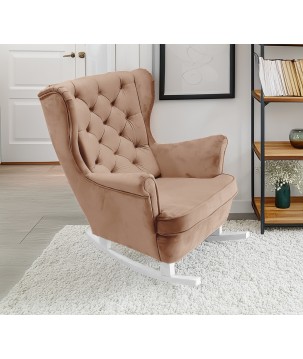 Fotel USZAK bujany tapicerowany z podłokietnikami, kolor Cappucino tkanina MAGIC VELVET