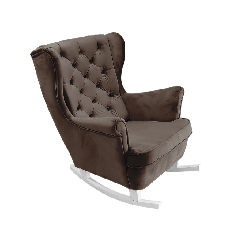 Fotel USZAK bujany tapicerowany z podłokietnikami, kolor Brązowy tkanina MAGIC VELVET